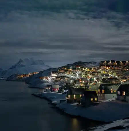 Myggedalen In Nuuk At Night. Photo Rebecca Gustafsson , Visit Greenland