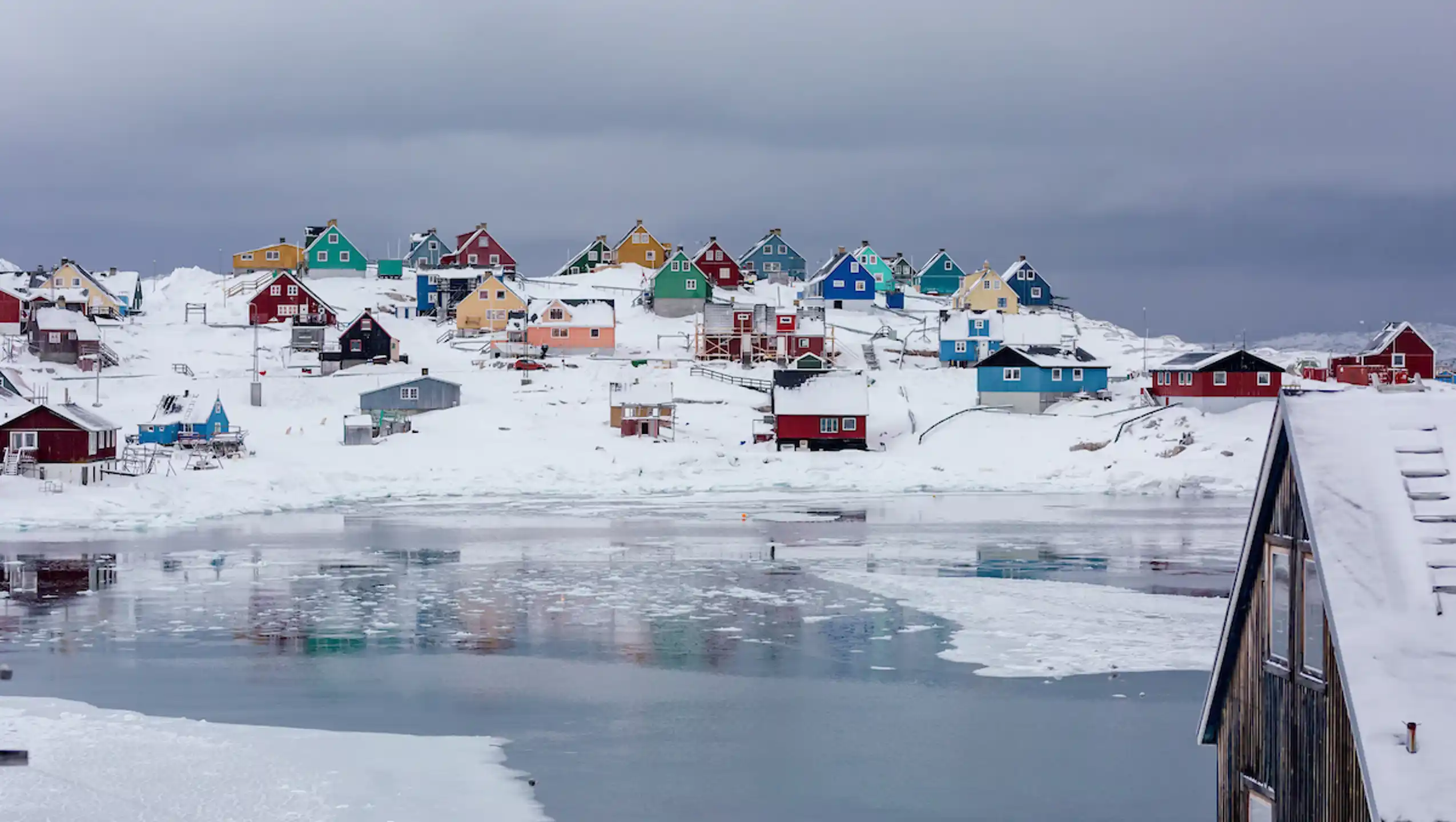 Colourful Houses At Frozen Fjord, Aasiaat. Photo Filip Gielda, Visit Greenland