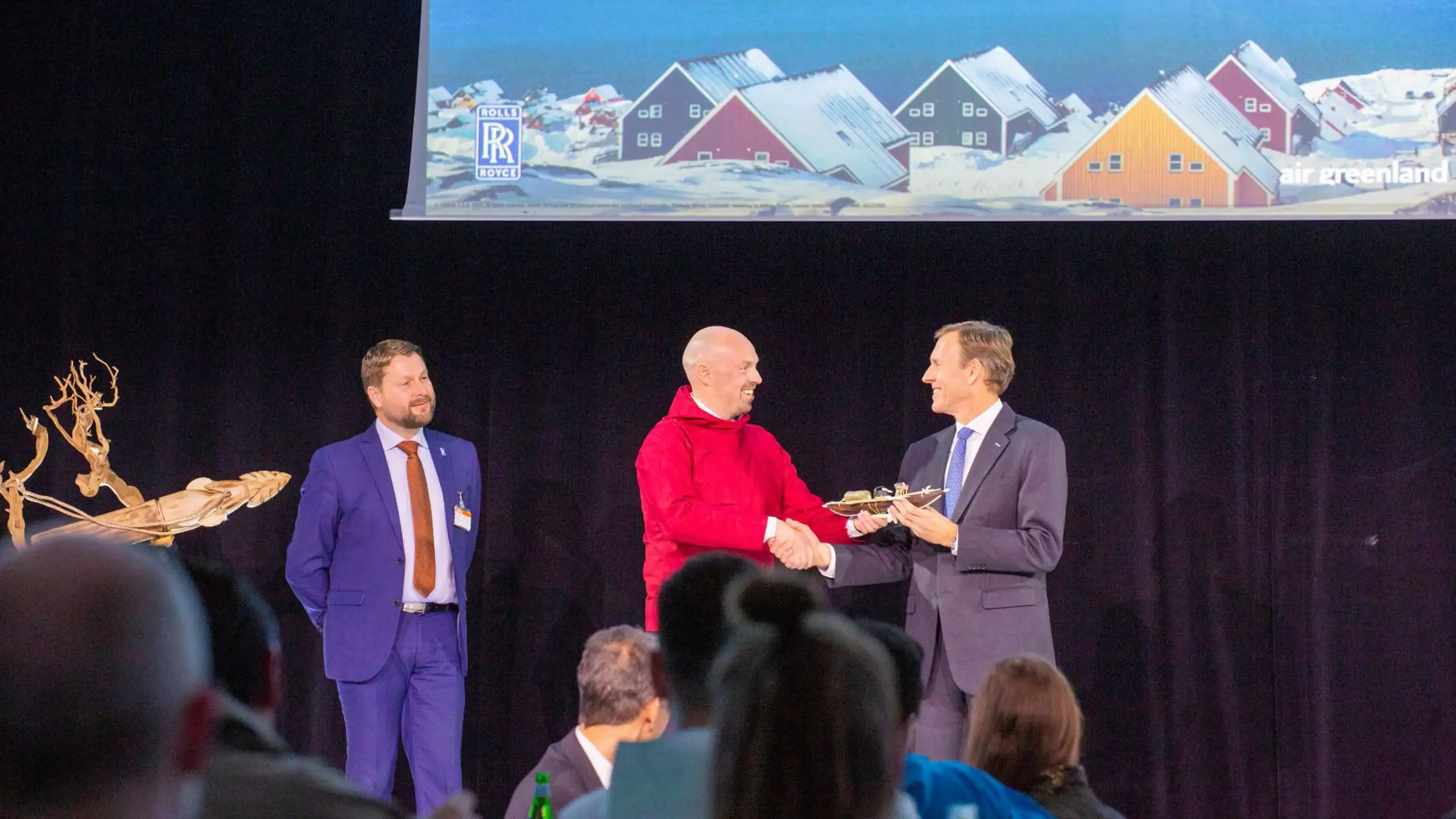 one of the directors received the gift from Air Greenland - a handmate model of a kayak