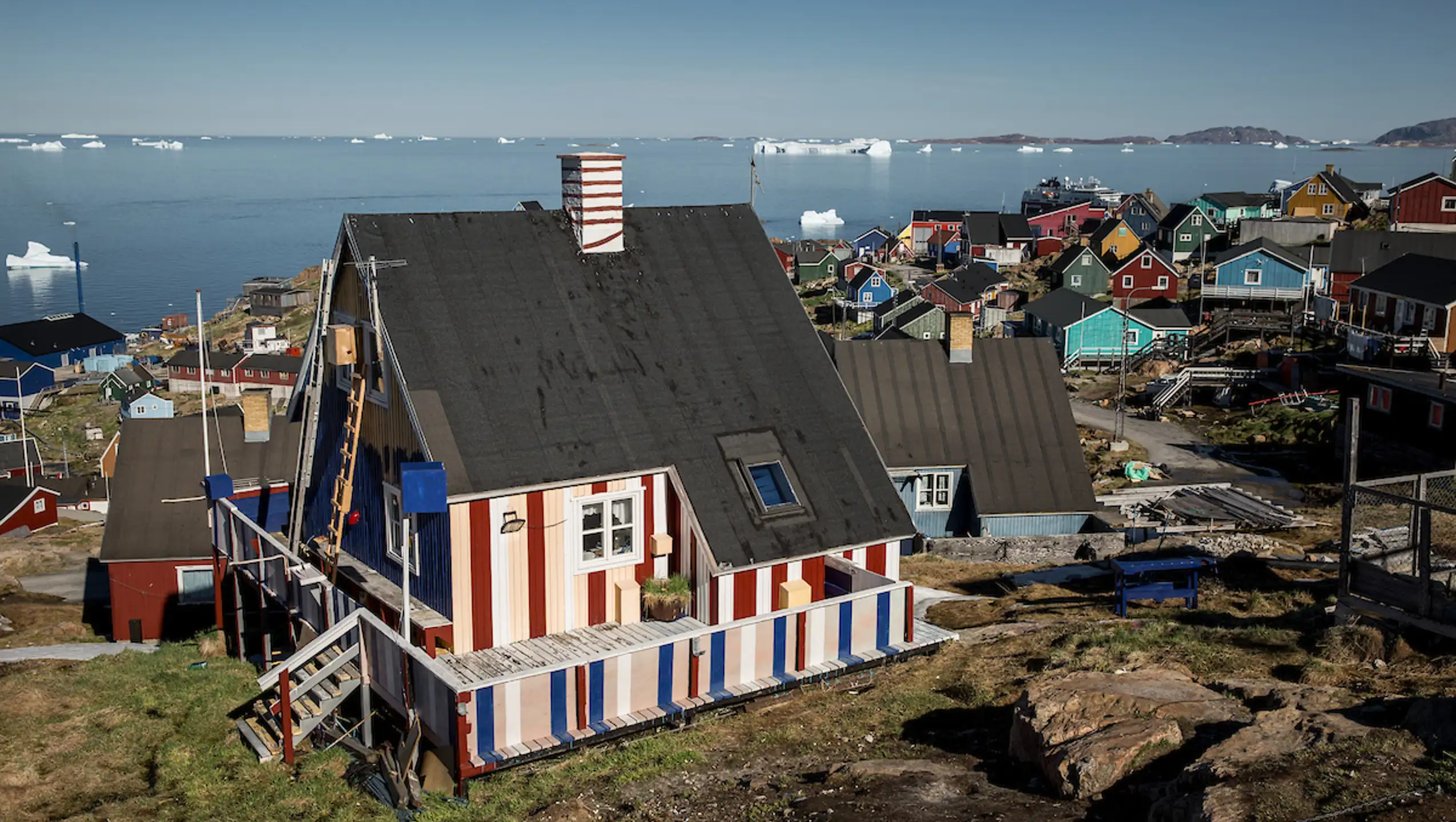 A Striped And Colourful House In Upernavik In Greenland