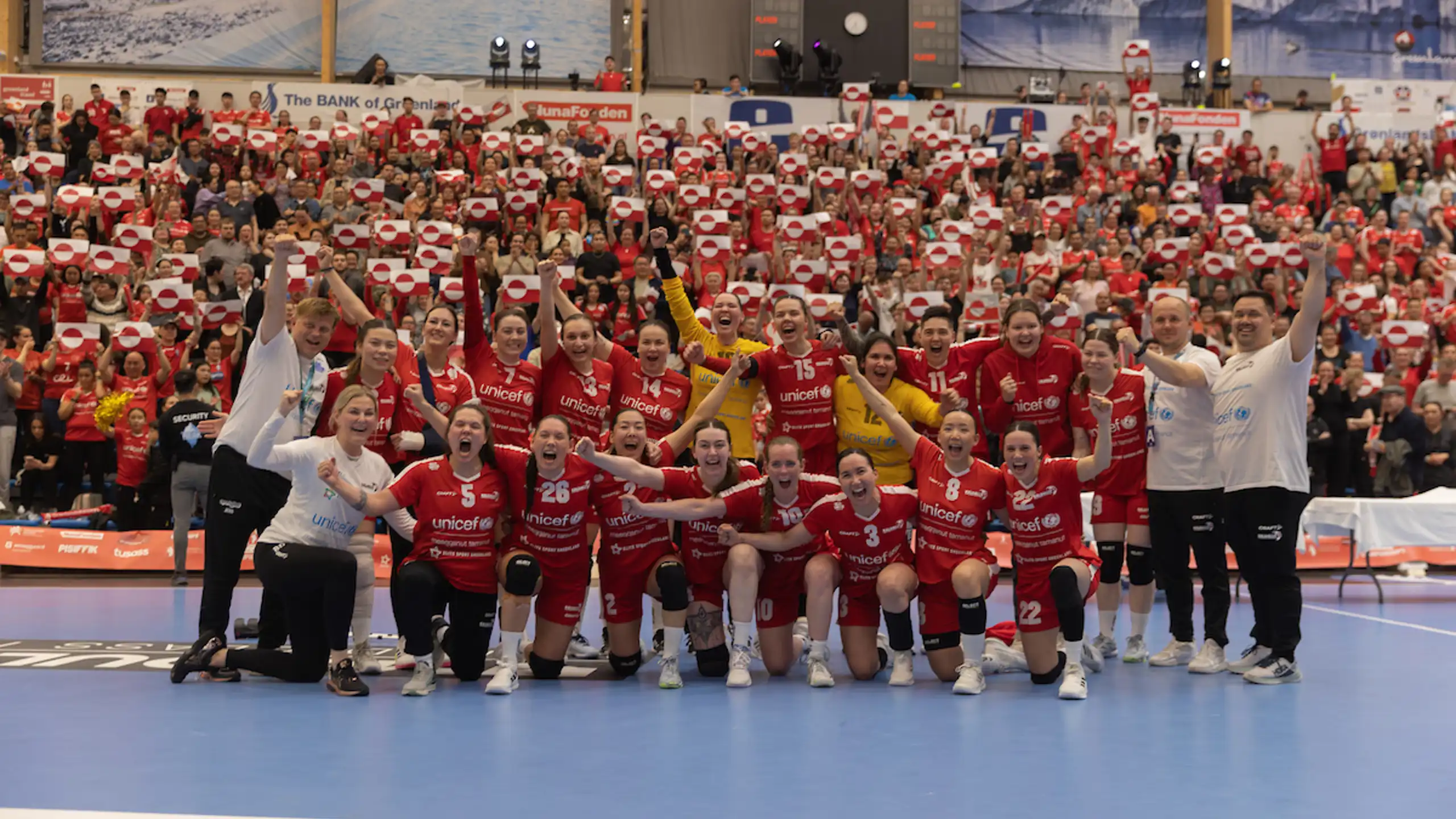 Landsholdet efter de har kvalificeret sig til VM i håndbold 2023. Foto: Lars Kleemann Andersen