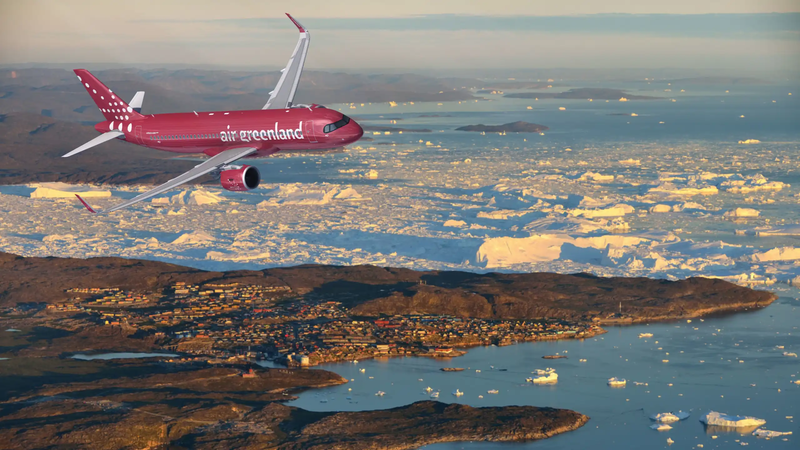 Illustration: A320neo i Air Greenlands farver