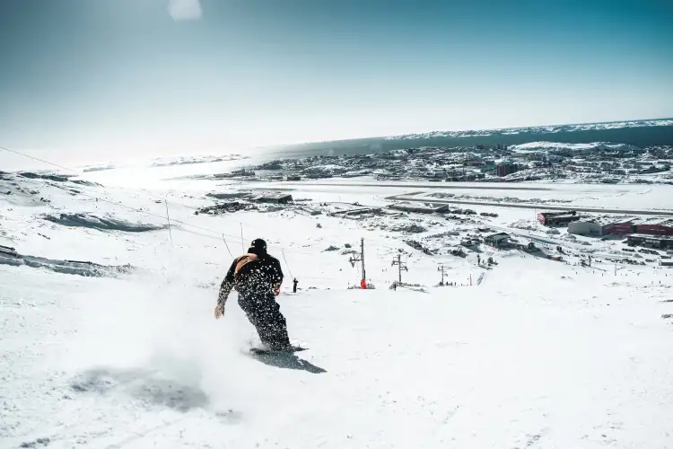 Local Skier On The Run. Photo By Norris Niman Visit Greenland Nuuk Winter